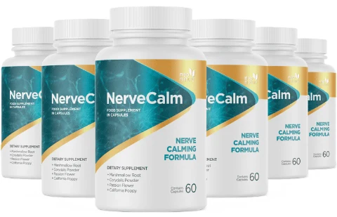 Six bottles of NerveCalm nerve calming formula capsules